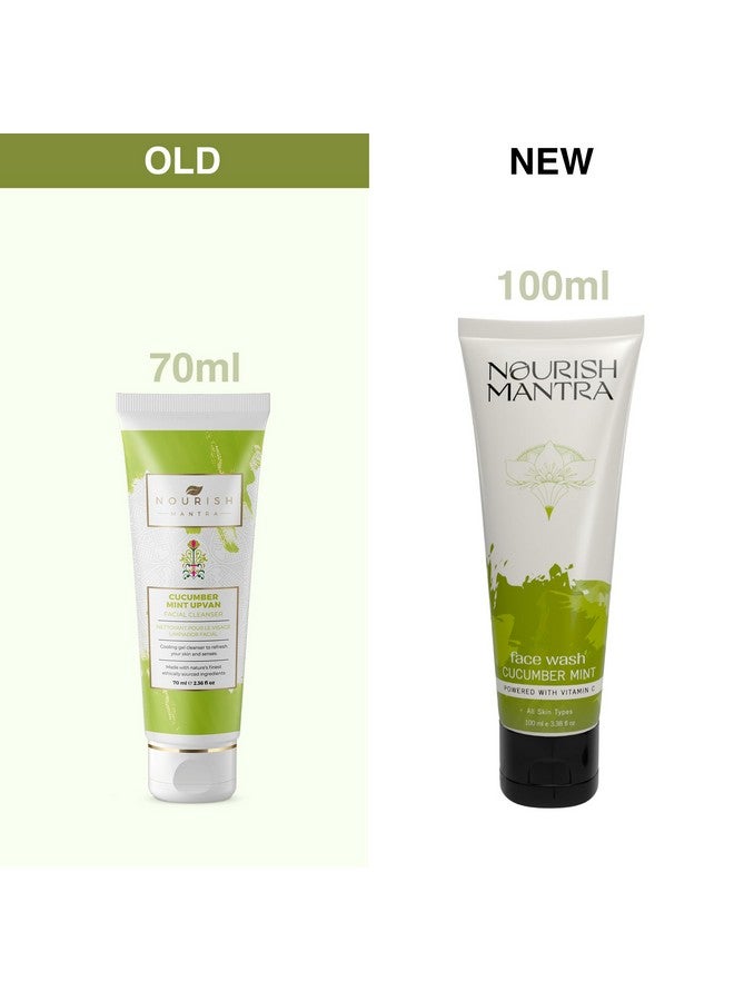 NOURISH MANTRA Cucumber Mint Upvan Face Wash Powered With Vitamin C Cucumber And Niacinamide Face Wash For All Skin Types Paraben & Sls Sles Free Vegan & Crueltyfree 100 Ml - Image 2