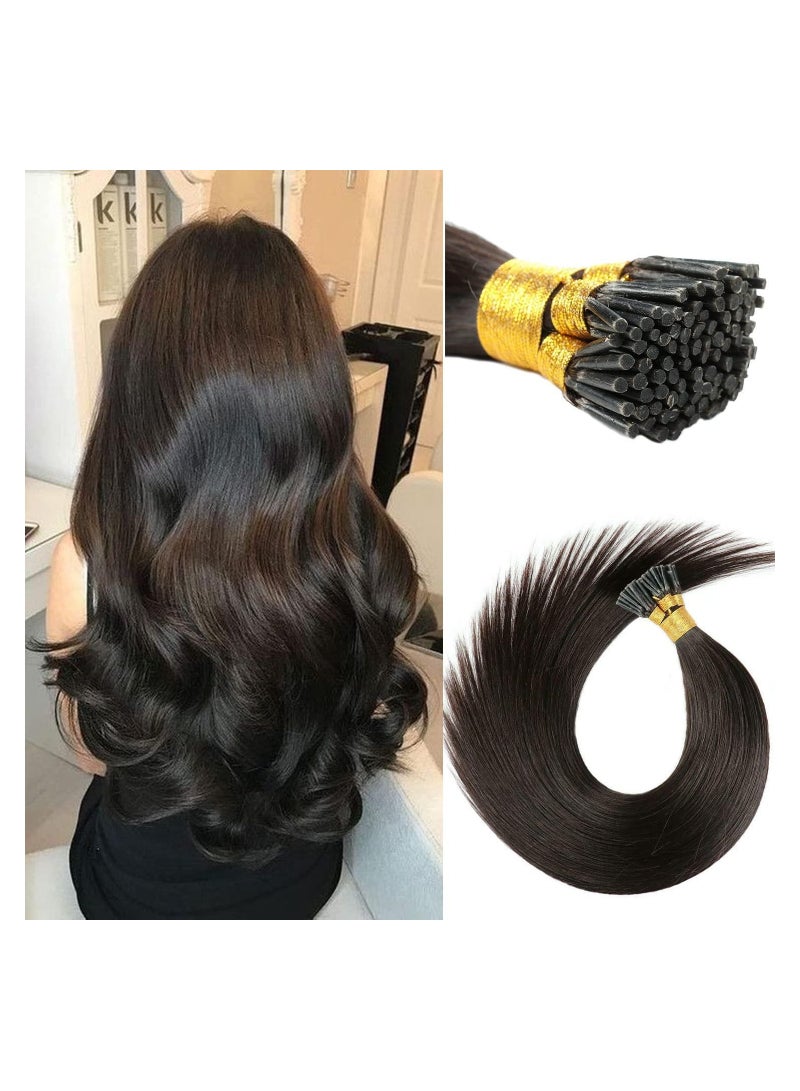 Estelle I Tip Hair Extensions Human Hair Extensions I Tip Human Hair Pre Bonded Hair Extensions Real Human Hair Invisible 18 Inch Natural Black 100g 1g/s 100s/pack... - Image 1