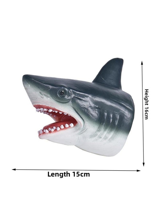 Dinosaur Hand Doll Gloves Soft Glue Triangle Tyrannosaurus Rex Children Boy Toy Simulation Animal Model Shark Shark Arm Head-Color:Shark Hand Puppet  - Image 1