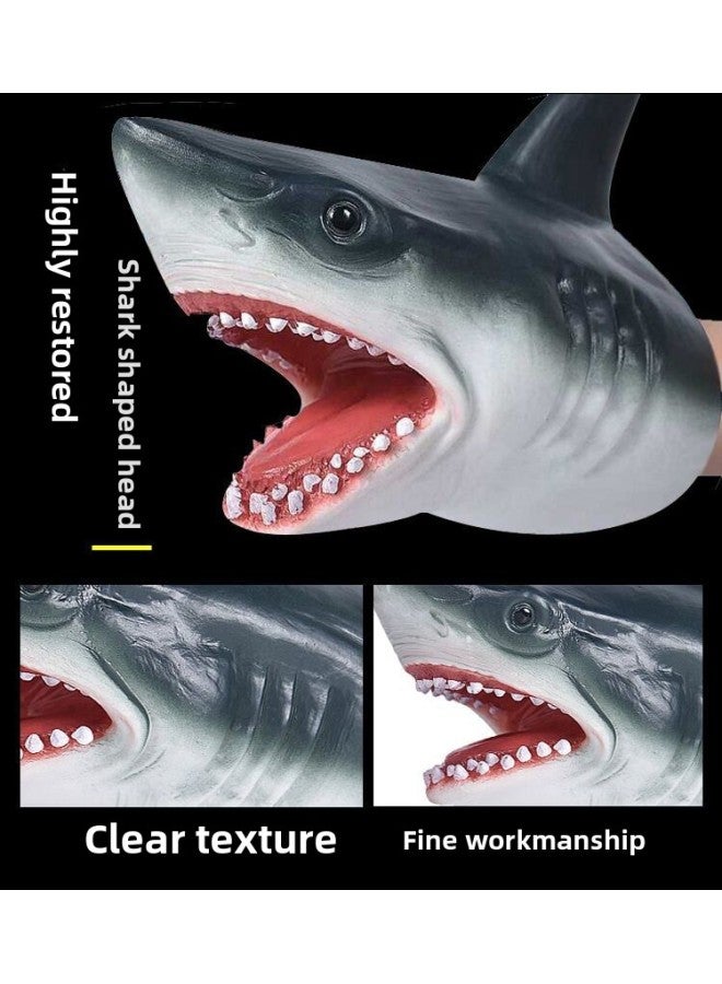 Dinosaur Hand Doll Gloves Soft Glue Triangle Tyrannosaurus Rex Children Boy Toy Simulation Animal Model Shark Shark Arm Head-Color:Shark Hand Puppet  - Image 4