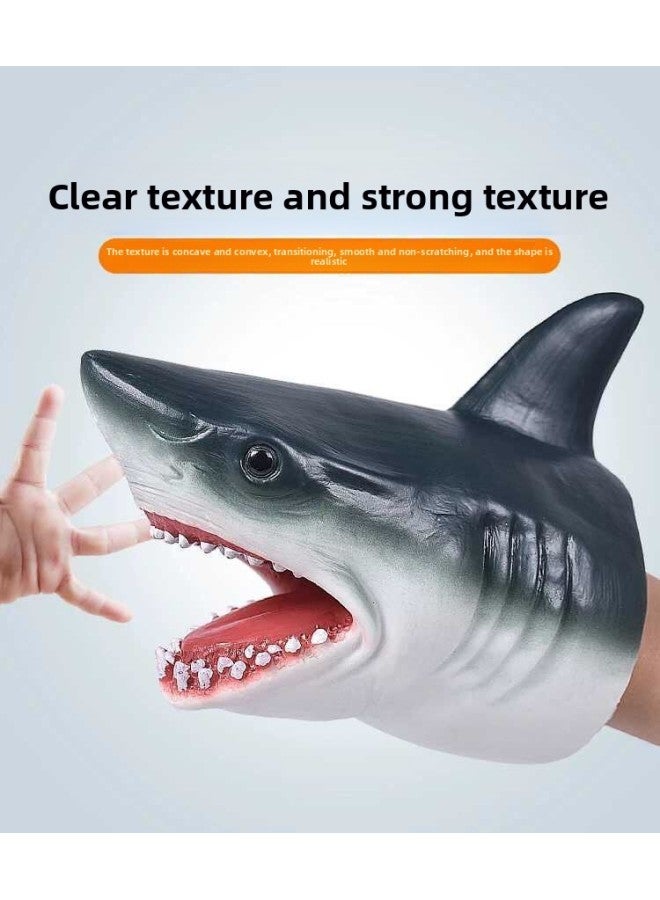 Dinosaur Hand Doll Gloves Soft Glue Triangle Tyrannosaurus Rex Children Boy Toy Simulation Animal Model Shark Shark Arm Head-Color:Shark Hand Puppet  - Image 5