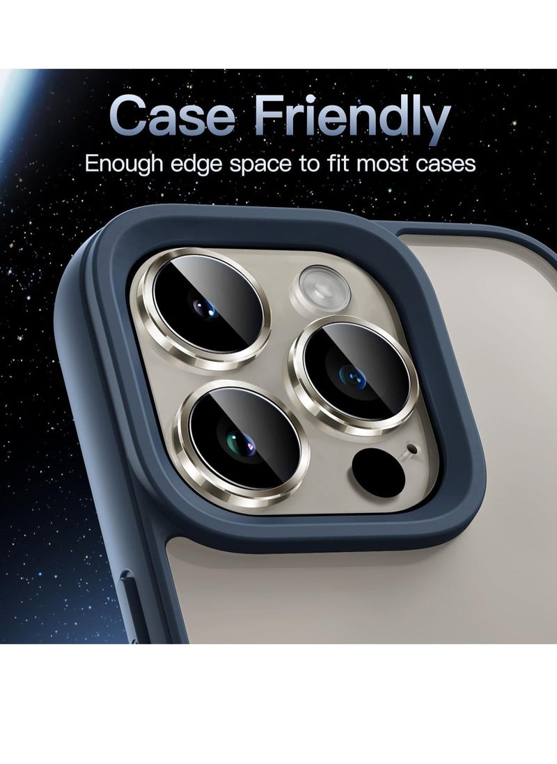 Raxoom Camera Lens Protector for iPhone 15 Pro 6.1-Inch and iPhone 15 Pro Max 6.7-Inch, 9H Tempered Glass Metal Individual Ring Cover, HD Clear, 3-Pack (Natural Titanium) - Image 5