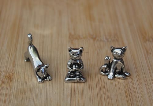 Basic Spirit Yoga Cat Figurine Set (Pewter)-Mini 3 pc. Set - Image 5