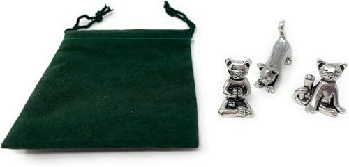Basic Spirit Yoga Cat Figurine Set (Pewter)-Mini 3 pc. Set - Image 3