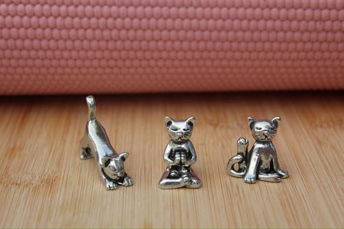 Basic Spirit Yoga Cat Figurine Set (Pewter)-Mini 3 pc. Set - Image 4