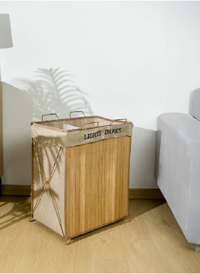 HONEYBEE - Bamboo Laundry Hamper with Handles Brown 60 x 50 cm SSB0273B-A - Image 1