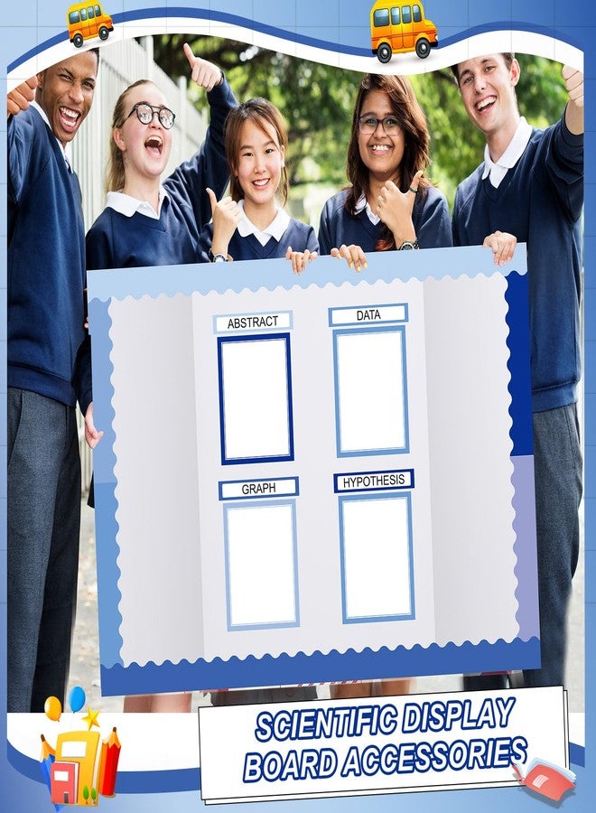Fuyoooo 90 Pcs Science Fair Board Supplies 60 Trim Scalloped Bulletin Board Borders 24 Presentation Board Subtitles 6 Science Fair Titles for Classroom Display Boards (Blue Boho) - Image 5