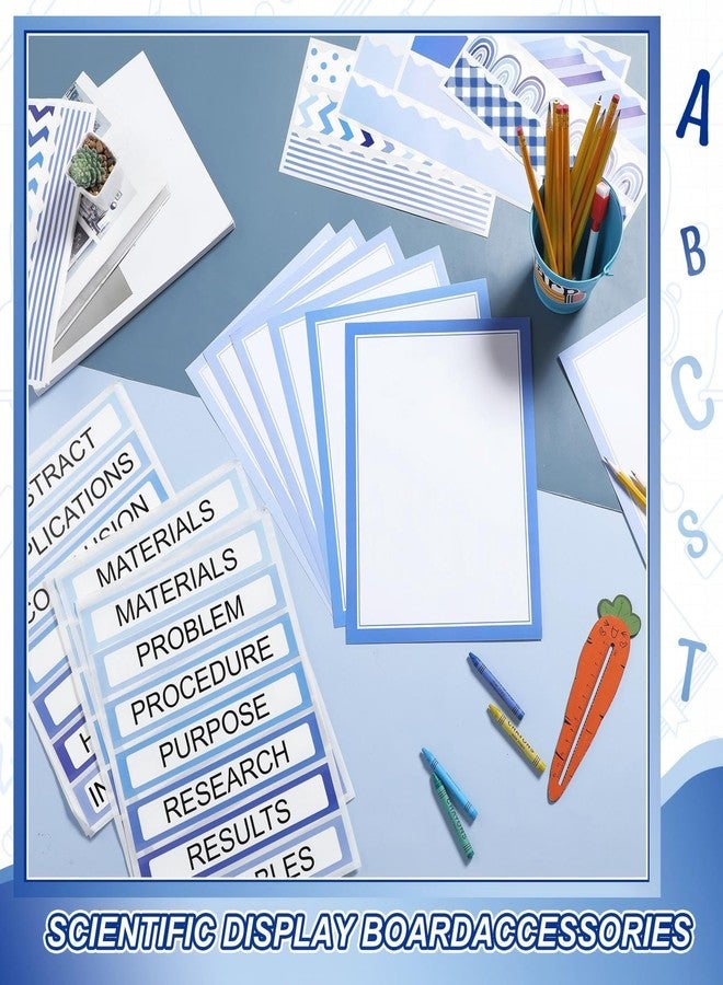 Fuyoooo 90 Pcs Science Fair Board Supplies 60 Trim Scalloped Bulletin Board Borders 24 Presentation Board Subtitles 6 Science Fair Titles for Classroom Display Boards (Blue Boho) - Image 4