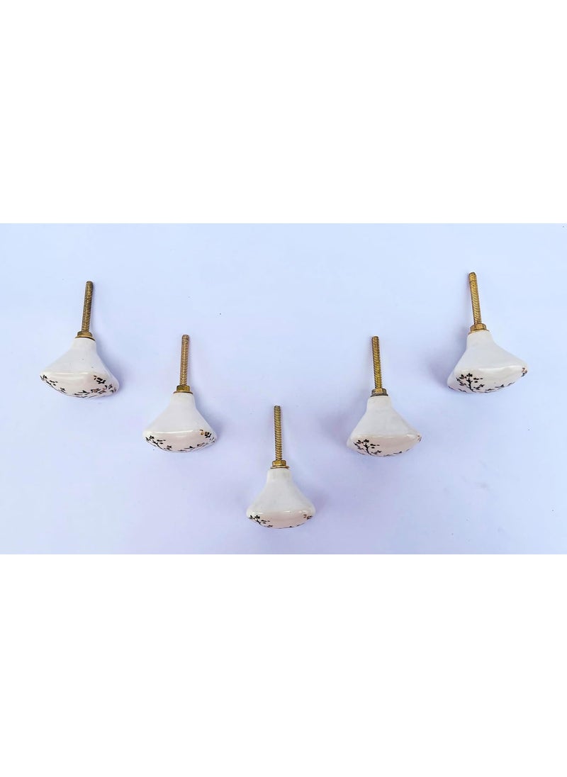 Generic Door Knob Modern Squre Shape with Flower Design Knobs for Bedroom Kitchen Home Office Drawer Cabinets Wardrobe Furniture Cupboard Door Knobs Set of 4  - Image 3