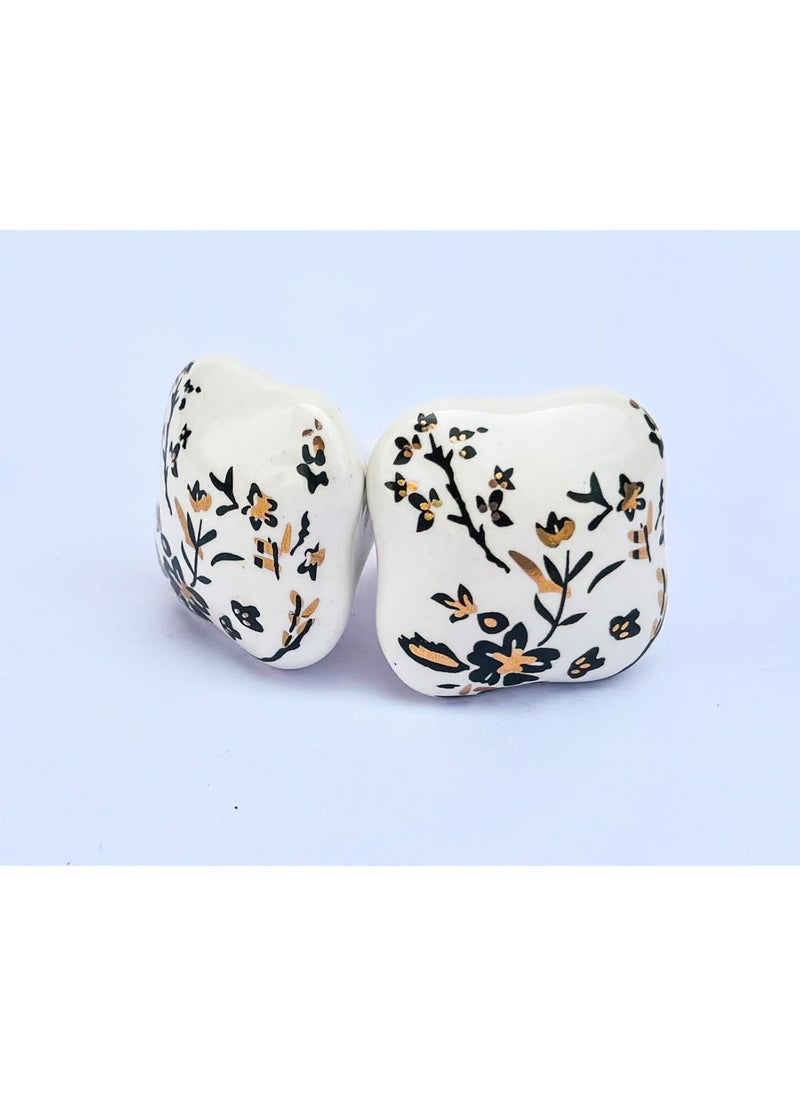 Generic Door Knob Modern Squre Shape with Flower Design Knobs for Bedroom Kitchen Home Office Drawer Cabinets Wardrobe Furniture Cupboard Door Knobs Set of 4  - Image 4