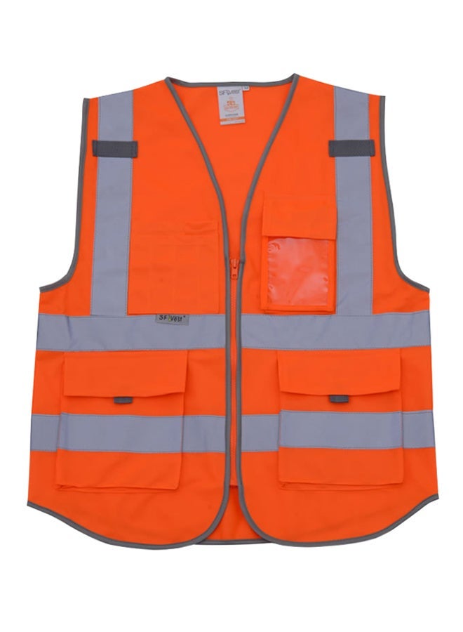 NIBEMINENT High Visibility Reflective Safety Work Vest With Multiple Pockets Orange 0.26kg 