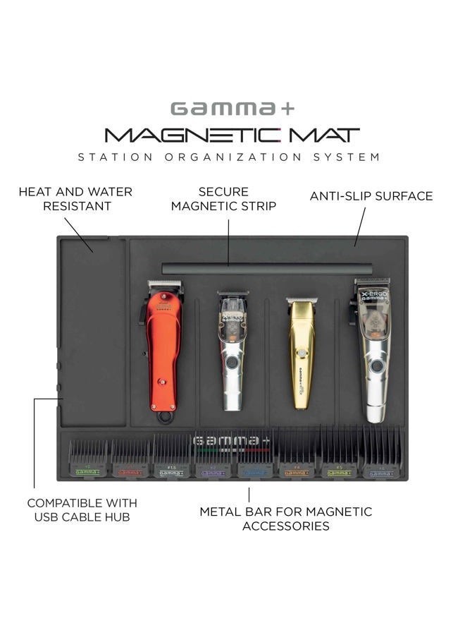 Gamma+ Professional Barber Appliance Magnetic Mat and Station Organizer, Anti-Slip, Durable Heat Resistant Silicone, Hair Styling Tools, Black - Image 3
