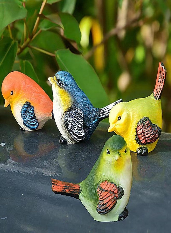 ALHBEJT Set of 4 Handcrafted Resin Bird Statues Birds Animal Figurine Decoration for Outdoor Indoor Decoration at Lawn and Yard - Image 1