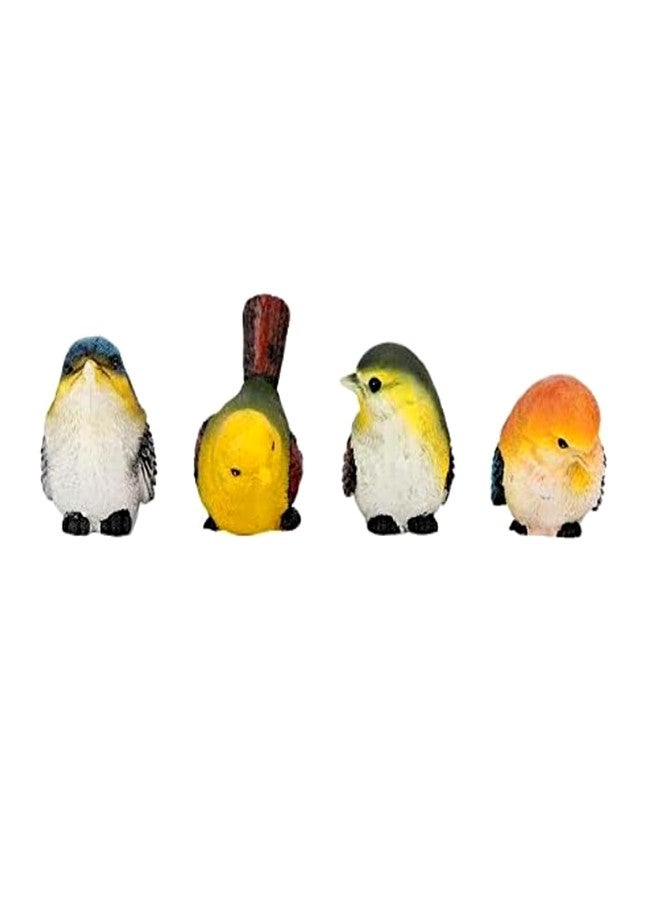 ALHBEJT Set of 4 Handcrafted Resin Bird Statues Birds Animal Figurine Decoration for Outdoor Indoor Decoration at Lawn and Yard - Image 2