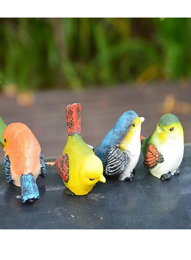 ALHBEJT Set of 4 Handcrafted Resin Bird Statues Birds Animal Figurine Decoration for Outdoor Indoor Decoration at Lawn and Yard - Image 4