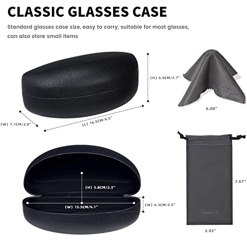 molshine Hard Shell Sunglasses Case,Classic Large Glasses Case for Sunglass,Eyeglasses with Cleaning Cloth,Pocket(Black) - Image 3