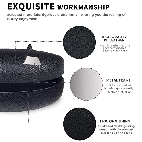 molshine Hard Shell Sunglasses Case,Classic Large Glasses Case for Sunglass,Eyeglasses with Cleaning Cloth,Pocket(Black) - Image 4