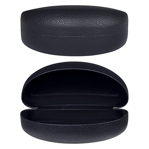 molshine Hard Shell Sunglasses Case,Classic Large Glasses Case for Sunglass,Eyeglasses with Cleaning Cloth,Pocket(Black) - Image 1