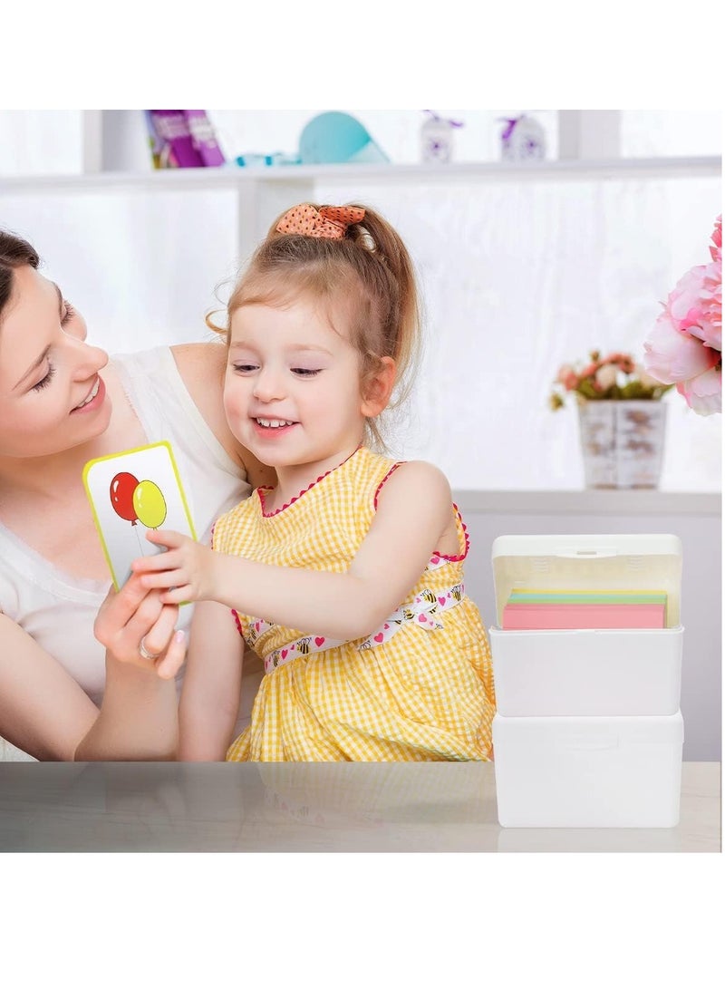 Barakah Index Card Holder Organizer Case 3x5 Flash Note Card Holder Index Card Holder Notecard Box Recipe Card Box Plastic Storage Organizer for Filling Index Cards Notecards Flashcards 2 Packs White - Image 3