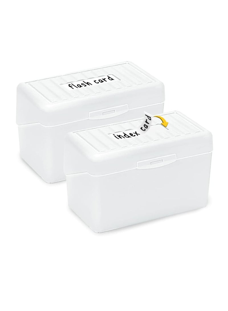 Barakah Index Card Holder Organizer Case 3x5 Flash Note Card Holder Index Card Holder Notecard Box Recipe Card Box Plastic Storage Organizer for Filling Index Cards Notecards Flashcards 2 Packs White - Image 1