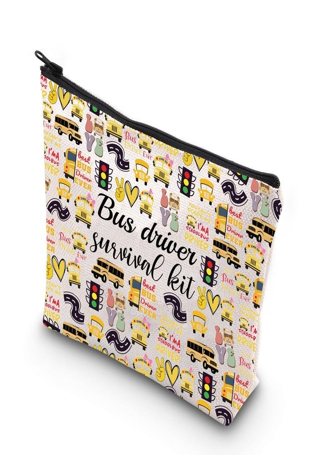 هدية لسائق حافلة مدرسية من WCGXKO، هدية نهاية الفصل الدراسي لسائق الحافلة المدرسية، حقيبة مستحضرات تجميل، طقم نجاة لسائق الحافلة المدرسية (لسائقي الحافلات على الإطلاق)، بيج - Image 1