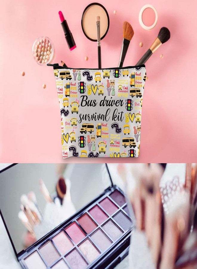 هدية لسائق حافلة مدرسية من WCGXKO، هدية نهاية الفصل الدراسي لسائق الحافلة المدرسية، حقيبة مستحضرات تجميل، طقم نجاة لسائق الحافلة المدرسية (لسائقي الحافلات على الإطلاق)، بيج - Image 3