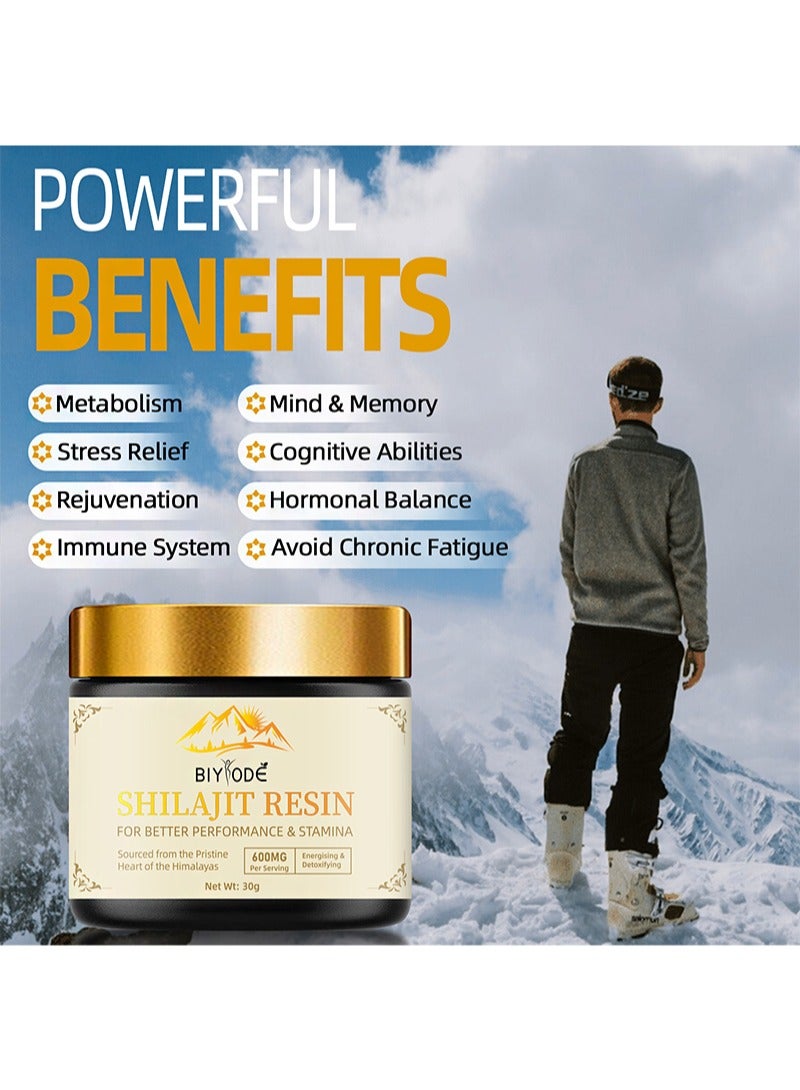 بيودي 30 جرامًا من راتنج شيلاجيت، راتينج شيلاجيت الذهبي الطبيعي النقي العضوي من جبال الهيمالايا، 600 ملجم لكل وجبة، يحتوي على أكثر من 85 معدنًا أثريًا وحمض الفولفيك للطاقة ودعم المناعة - Image 2