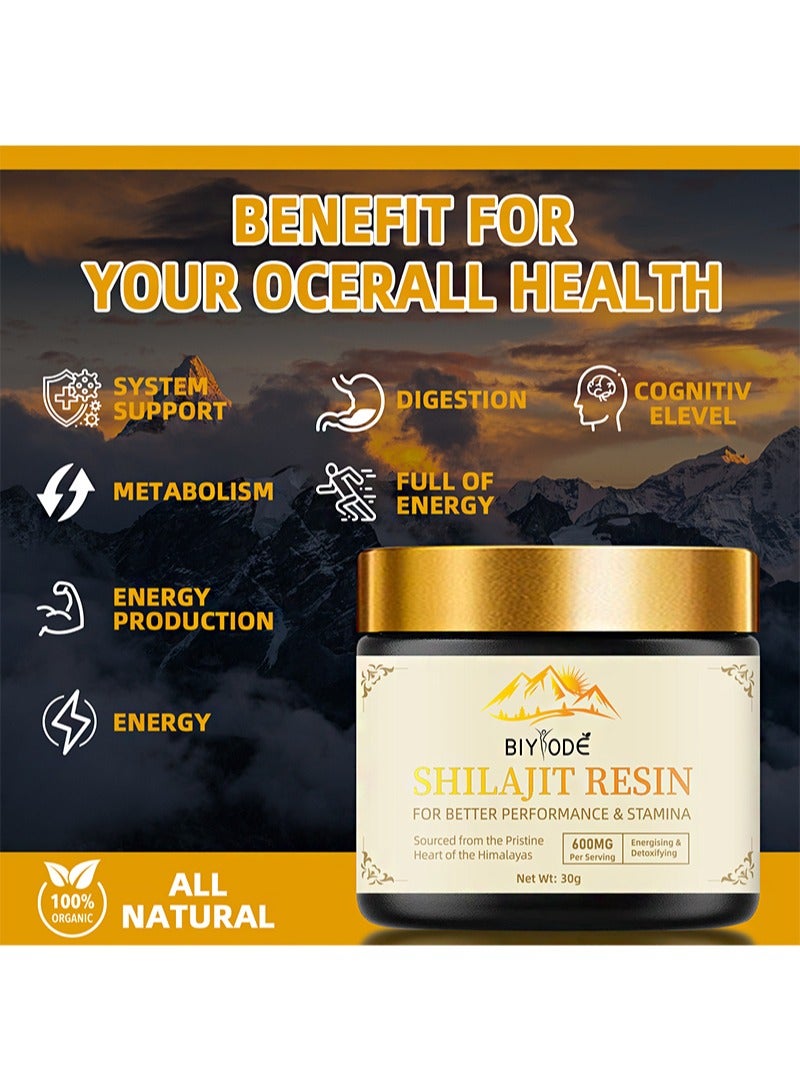 بيودي 30 جرامًا من راتنج شيلاجيت، راتينج شيلاجيت الذهبي الطبيعي النقي العضوي من جبال الهيمالايا، 600 ملجم لكل وجبة، يحتوي على أكثر من 85 معدنًا أثريًا وحمض الفولفيك للطاقة ودعم المناعة - Image 3