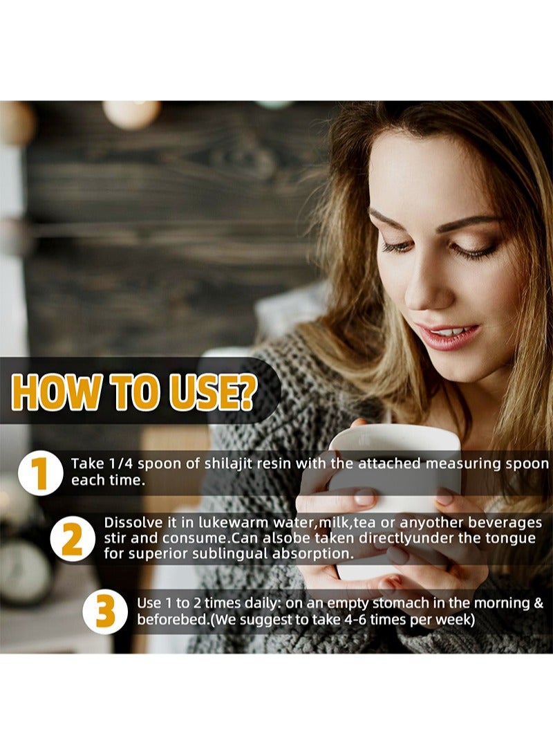 بيودي 30 جرامًا من راتنج شيلاجيت، راتينج شيلاجيت الذهبي الطبيعي النقي العضوي من جبال الهيمالايا، 600 ملجم لكل وجبة، يحتوي على أكثر من 85 معدنًا أثريًا وحمض الفولفيك للطاقة ودعم المناعة - Image 4