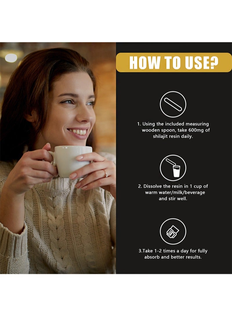 بيودي 30 جرامًا من راتنج شيلاجيت، راتينج شيلاجيت الذهبي الطبيعي النقي العضوي من جبال الهيمالايا، 600 ملجم لكل وجبة، يحتوي على أكثر من 85 معدنًا أثريًا وحمض الفولفيك للطاقة ودعم المناعة - Image 5