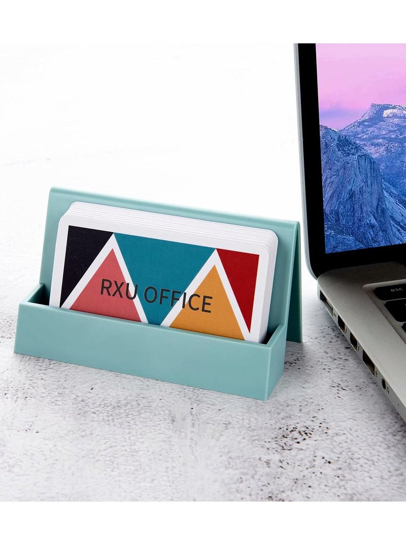 KASTWAVE 2 Pack Business Card Holder for Desk, Modern Plastic Business Card Holder Display Stand, Office Desktop Business Name Card Organizer for Women & Men  - Image 1