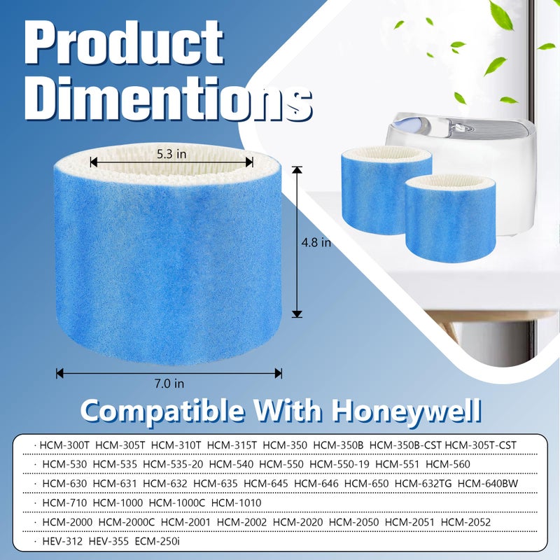 Funmit Humidifier Filters Replacement For Honeywell Humidifier Filter Hac-504 Hac-504Aw And Honeywell Filter A Replacement For Honeywell Hcm-350 Hcm-500 Hcm600 Cool Mist Humidifiers 4 Pack Blue - Image 2