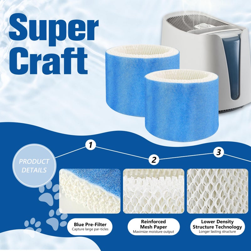 Funmit Humidifier Filters Replacement For Honeywell Humidifier Filter Hac-504 Hac-504Aw And Honeywell Filter A Replacement For Honeywell Hcm-350 Hcm-500 Hcm600 Cool Mist Humidifiers 4 Pack Blue - Image 3