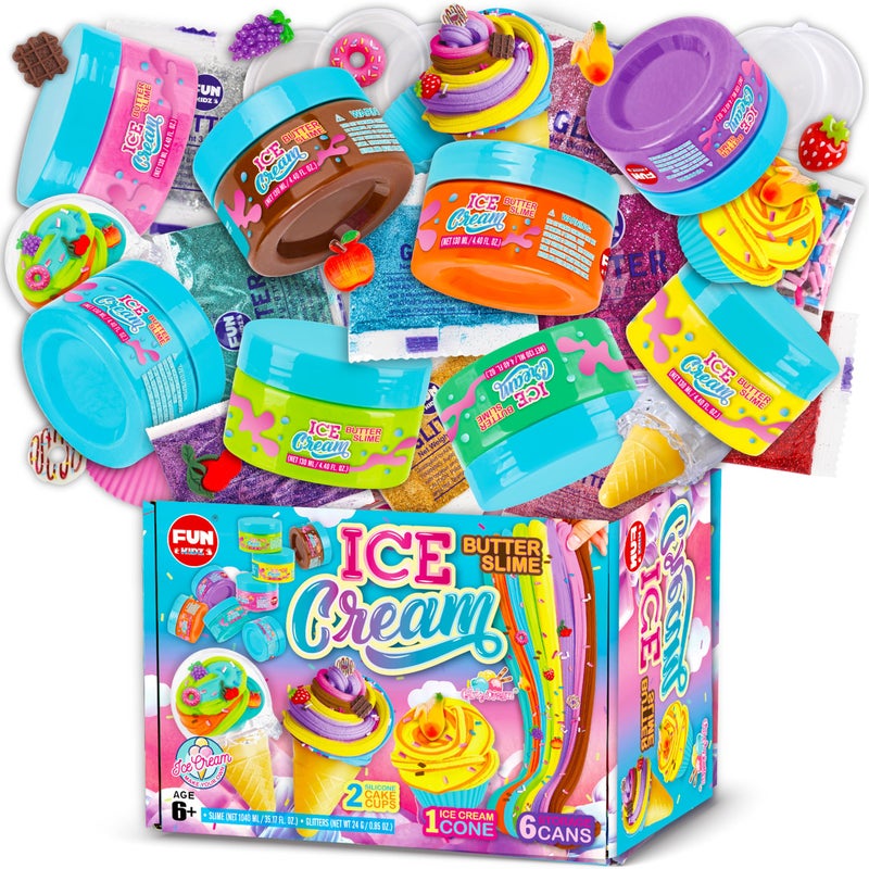 FUN KIDZ 3516 FL OZ Butter Slime 8 Packs FunKidz Soft Ice Cream Slime for Girls 68 Premade 1040 ML Slime Toys Birthday Gift Party Favors for Kids Age 612 - Image 3
