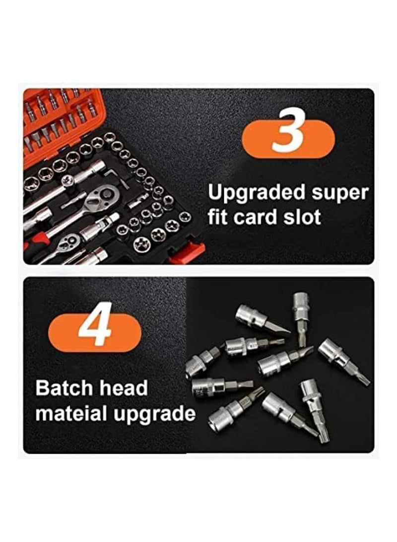 JNTRD 108PCS Mechanic Socket Tool Kit Set, 1/2" & 1/4" Drive Car Repair Wrench & Socket Set - Image 5