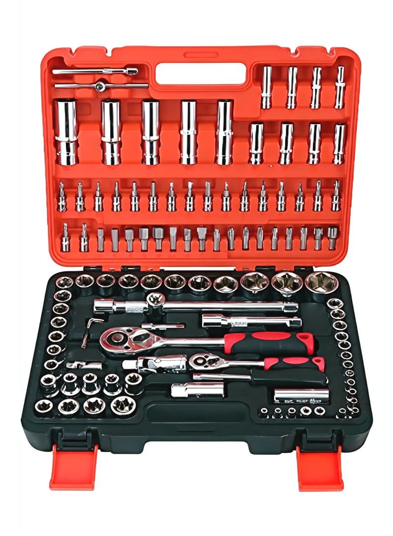 JNTRD 108PCS Mechanic Socket Tool Kit Set, 1/2" & 1/4" Drive Car Repair Wrench & Socket Set - Image 1
