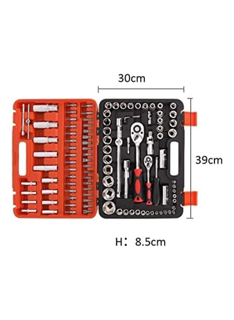 JNTRD 108PCS Mechanic Socket Tool Kit Set, 1/2" & 1/4" Drive Car Repair Wrench & Socket Set - Image 2