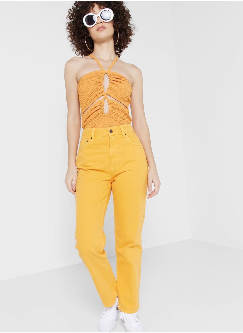 TOPSHOP - Halter Neck Strappy Ruffle Detail Top - Image 1