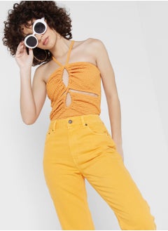 Halter Neck Strappy Ruffle Detail Top