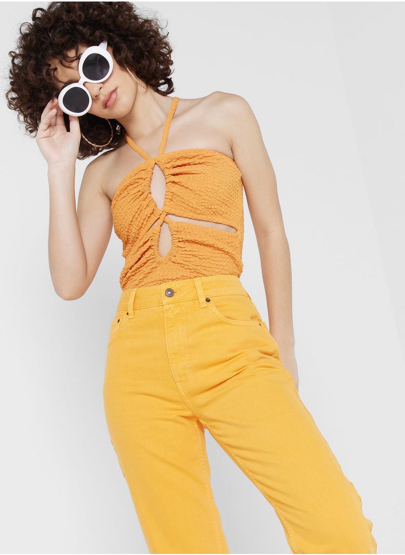 TOPSHOP - Halter Neck Strappy Ruffle Detail Top - Image 1