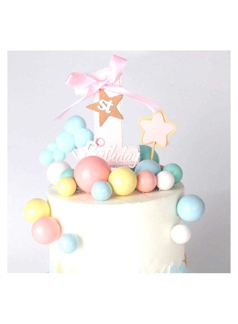 SYOSI Ball Shaped Cake Topper Cake Picks, Pearl Ball DIY Cake Insert Topper Cup Cake Topper Set Toothpick for Party Birthday Cake Baby Shower Wedding Anniversary 20Pcs - Image 3