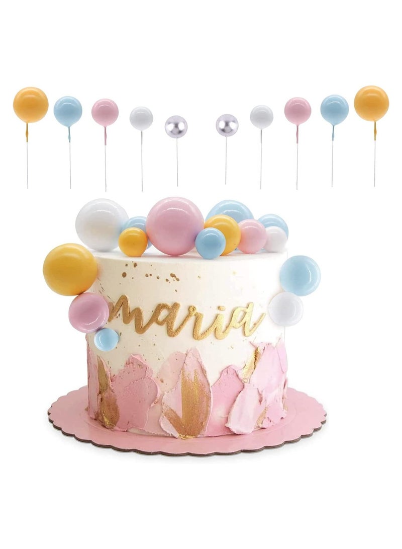 SYOSI Ball Shaped Cake Topper Cake Picks, Pearl Ball DIY Cake Insert Topper Cup Cake Topper Set Toothpick for Party Birthday Cake Baby Shower Wedding Anniversary 20Pcs - Image 1