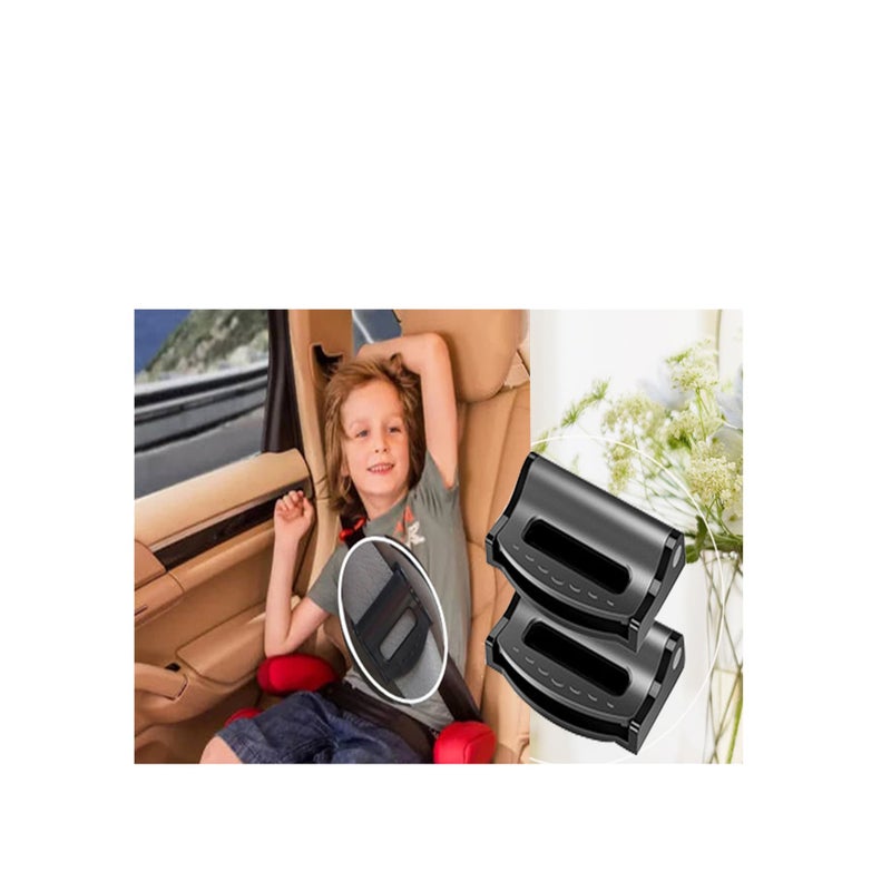 Zikra Universal Car Seat Belts Clips, Safety Adjustable Auto Stopper Buckle Plastic Universal Auto Shoulder Neck Strap Positioner Clips (Black) 2Pcs - Image 3