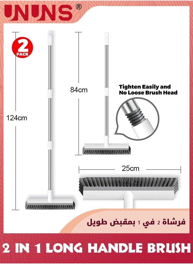 UNUNS - Cleaning Brush With Long Handle,2 in 1 Floor Scrub Brush Stiff Bristle Brush Scrubber With Squeegee,Shower Scrubber Kit With 124cm Extendable Handle For Bathroom, Bathtub and Ceramic Tile - Image 1