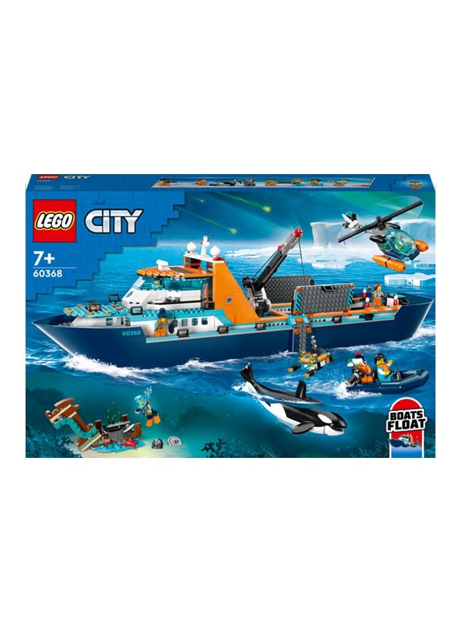 LEGO - City Arctic Explorer Ship 60368 Building Toy Set; Fun Gift For Kids Aged 7+; Includes A Floatable Boat, Helicopter, Dinghy, Rov Sub, Viking Shipwreck, 7 Minifigures And An Orca Figure (815 Pieces) - Image 1