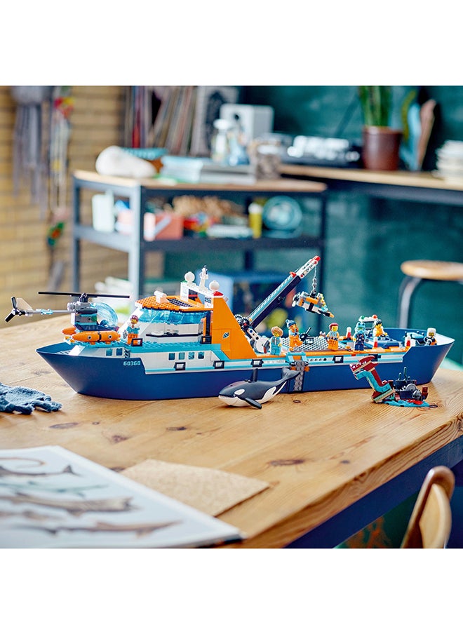 LEGO - City Arctic Explorer Ship 60368 Building Toy Set; Fun Gift For Kids Aged 7+; Includes A Floatable Boat, Helicopter, Dinghy, Rov Sub, Viking Shipwreck, 7 Minifigures And An Orca Figure (815 Pieces) - Image 1