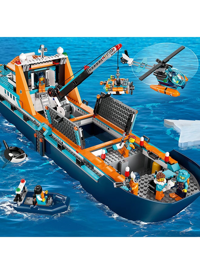 LEGO - City Arctic Explorer Ship 60368 Building Toy Set; Fun Gift For Kids Aged 7+; Includes A Floatable Boat, Helicopter, Dinghy, Rov Sub, Viking Shipwreck, 7 Minifigures And An Orca Figure (815 Pieces) - Image 1