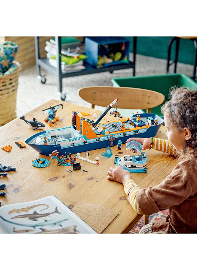 LEGO - City Arctic Explorer Ship 60368 Building Toy Set; Fun Gift For Kids Aged 7+; Includes A Floatable Boat, Helicopter, Dinghy, Rov Sub, Viking Shipwreck, 7 Minifigures And An Orca Figure (815 Pieces) - Image 1