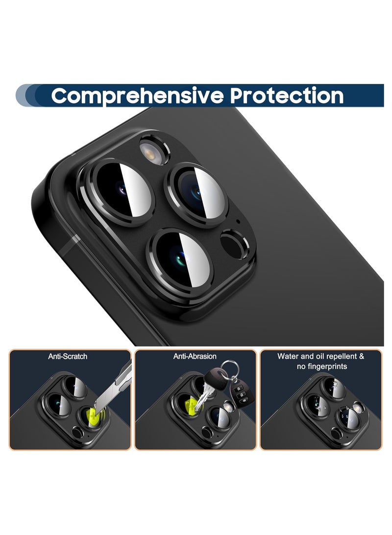 ELTRAZONE Camera Lens Protector for iPhone 15 Pro 6.1-Inch and iPhone 15 Pro Max 6.7-Inch, Full Coverage 9H Tempered Glass Ring Cover, Matte Metal Plate, Case Friendly, 1-Pack (Black) - Image 4