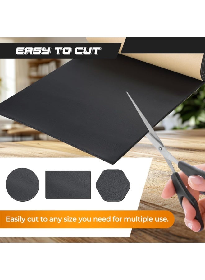 بتيمفم لفة رقعة إصلاح جلدية ذاتية اللصق 50×137 سم مع سكين متعدد الاستخدامات، شريط إصلاح جلد البولي يوريثان الأسود للأرائك ومقاعد السيارات والأثاث والمفروشات - Image 3